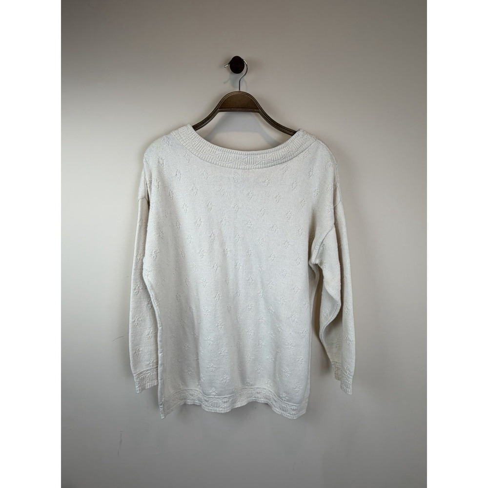 Vintage 90s Women's Express Tricot 100% Cotton Cream Sweater